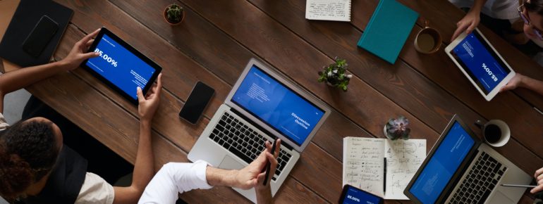 Employees working on their laptops