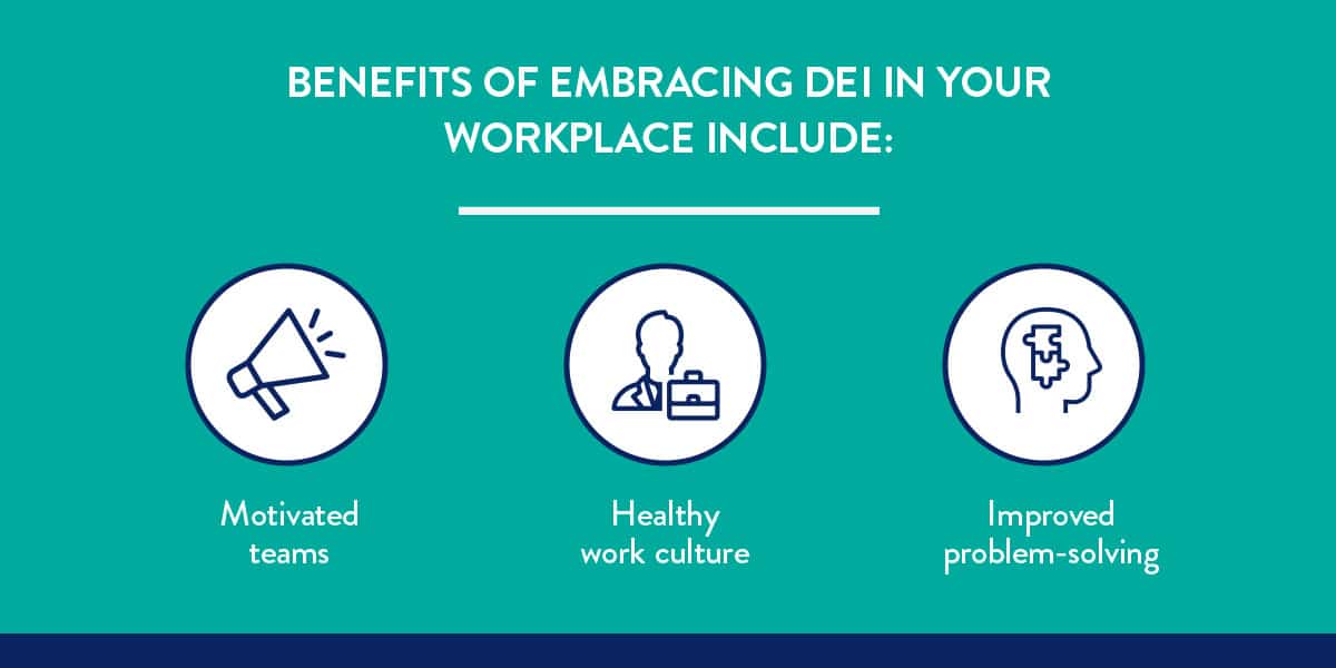 Benefits of embracing DEI in your workplace include