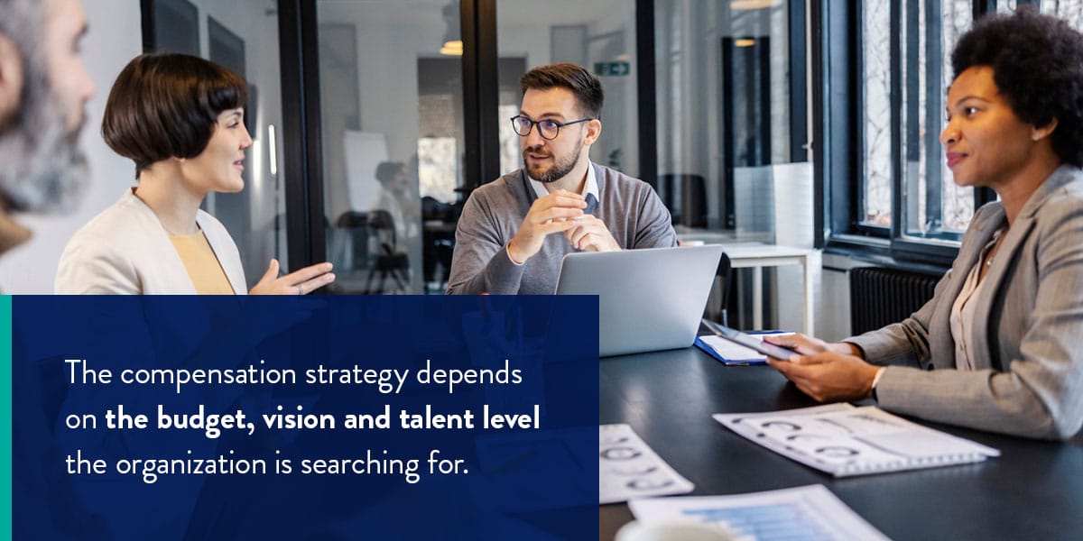 Compensation strategy depends on budget, vision, and talent level